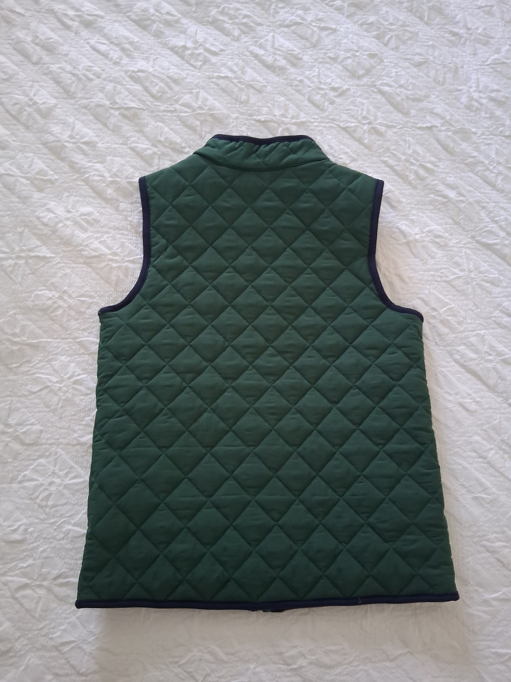Quilted Green Kid's Fleece Lined Vest Navy Trim Boy's Size 7-8 Years Outdoors - Picture 6 of 8